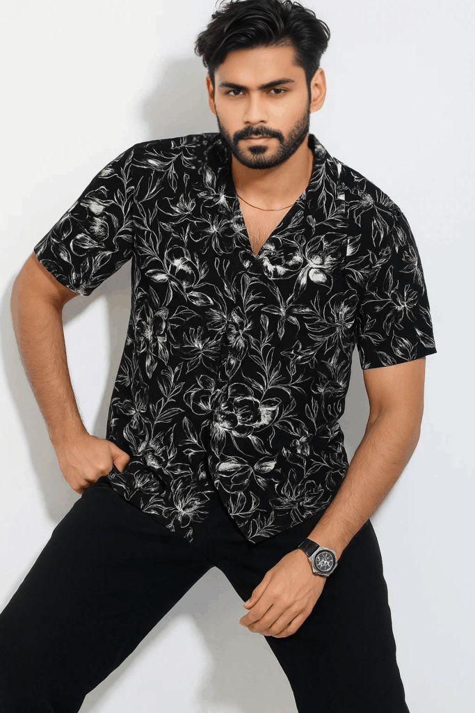 Premium Cuban Collar Half Shirt
