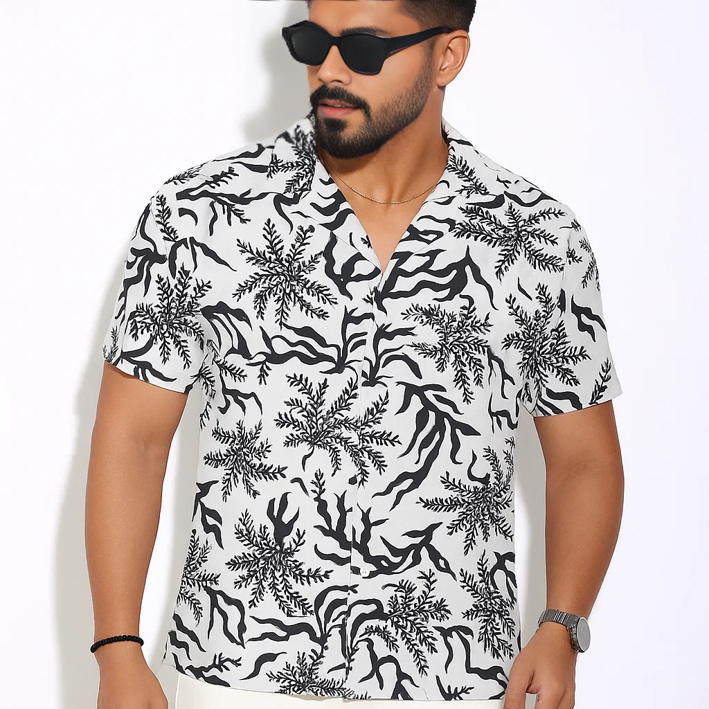Cuban Collar Half Shirt