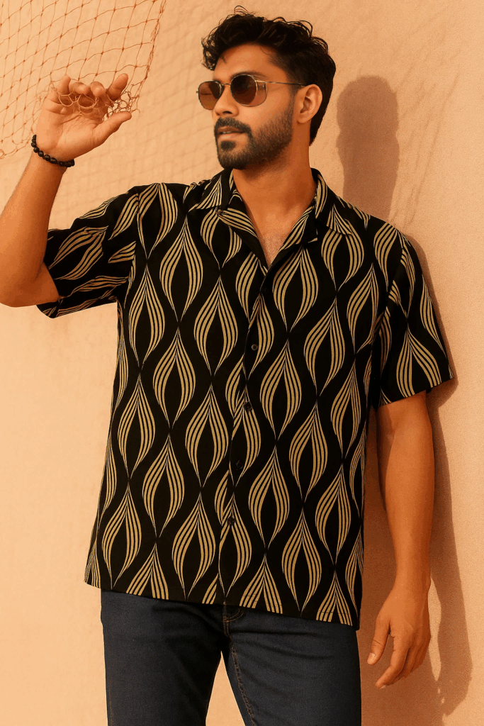 Cuban Collar Half Shirt